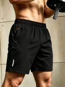 Men's Sports Shorts Suitable For Spring, Summer, Autumn Wear Running, Fitness, Sports Black - Black - View 11
