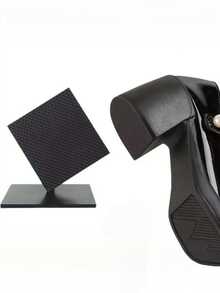 2 Pairs Unisex Silent Square Heel Shoe Sole Repair Anti-Slip Patches, Heel Replacement Accessories For Shoes And Boots - Black - View 2
