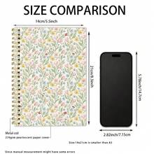 1pc 14x21cm Dotted Spiral Writing Notepad, Soft Pastel Multi-Color Floral Seamless Pattern Journal, Spring Style Botanical Christmas Notebook For Xmas Present - Multicolor - View 3