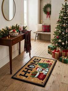 1pc Christmas Holiday Decorative Rug, Christmas Gift Rug With Puppy Print Design, Suitable For Door, Living Room, Bedroom, Kitchen And Laundry Room, Machine Washable, Home Decor Rug, Crystal Velvet Material, Printed Rug, Home Decor - A - View 9