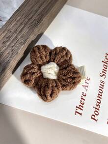 4pcs Knitted Flower Hair Clips, Floral Top Clips, Cute Autumn Hair Accessories, Suitable For Women And Girls - Multicolor - View 3
