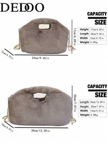 Dedoo Cloud Frame Clutch, Solid Light Brown, Faux Mink Fur, Metal Frame Chain Strap, Hand & Crossbody, Soft Cute, Fall Winter Date Party Women Bag - Camel - View 3