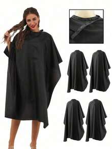 4/1pc Professional Hair Salon Apron - Extra Wide Extra Long, Hairdressing Cape, Plus Size Friendly, Durable Black Material, With Adjustable Neck Strap, For Hair Dyeing, Perming, Styling Protection - Multicolor - View 1