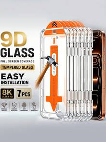 7入組 9D 全螢幕鋼化玻璃螢幕保護貼，相容 iPhone 18 Pro Max/18 Pro/17 Pro Max/Air/17e/16 Pro Max/16E/15 Pro Max/15 Plus/14 Pro/13/12/11 Pro Max/Xs Max/XS/XR/8 Plus/7 Plus，HD 高清晰度、耐刮損、無塵邊緣 - 7 件 - 查看 1
