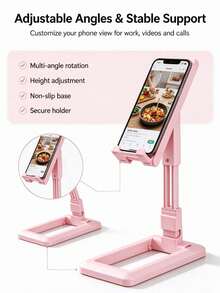 1pc Foldable Transformable Telescopic Desktop Phone Stand, Creative Height Adjustable Portable Phone Holder, Suitable For Daily Use, Bedside Table, Online Classes, E-Commerce Photography, Gift Idea, Desktop Storage, Stable Base, Travel Essential, Holiday Essential, Hands-Free Viewing; Also Can Be Used As Room Decor, Christmas Home Decor, Christmas Decoration, Christmas Stocking Filler, Christmas Gift, Birthday Gift, Perfect Gift For Women - Multicolor - View 2