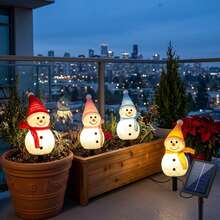 4 Packs Solar Snowman Stake Lights, LED Warm Light Christmas Pathway Decor Lights With Colorful Knit Hat & Scarf, IP44 Waterproof Outdoor Ground Lamp, Auto On/Off Solar Powered Landscape Light For Yard, Garden, Walkway, Xmas Holiday Lighting Display - 4pcs/set - View 7