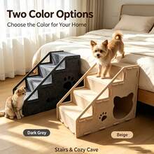 1 Felt Pet Ladder With Cave Hiding Place, Two Sizes (Large/Small) Suitable For Cats, Non Slip Pet Ramp Ladder Leading To Sofa Bed, Indoor Cat House Furniture, Main Video Includes Assembly Instructions - Multicolor - View 2