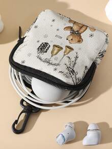 1pc Christmas, Little Bear Print Children's Mini Coin Purse, Zipper Closure Small Pouch With Swivel Hook For Earphones,Coins,Key.Can Hang On Backpack - Multicolor - View 4
