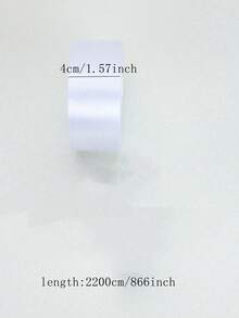 1 Roll 4cm*2200cm Wide White Satin Ribbon, Suitable For DIY Roses, Cake Decoration, Gift Wrapping, Wedding, Birthday Party Decoration, Christmas, Holiday Gifts, Valentine's Day And Other Occasions. - White - View 2