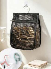 Mesh Storage Bag & Foldable Hanger Set, Zipper Wide Mouth Laundry Bag, Multi-Functional Transparent Mesh Storage Bag, Hanging Shoe Rack For Closet, Dorm, Travel, Back To School Home Organization, Christmas & Mother's Day Gift - Multicolor - View 13