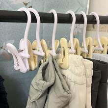 5pcs/Set Multi-Function Pants Hanger Clips Socks Clips, Macaron Color Non-Slip No-Mark Clothes Hangers, Wind-Resistant Drying Clips, Closet Pants Storage Space-Saving Tool - View 8