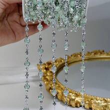 Rantai Buatan Tangan Rhinestone Kaca Warna Macaron 1m dengan Rumbai Tembaga, Cocok untuk Gelang DIY, Kalung, dan Aksesoris Pakaian - Rantai tembaga buatan sendiri - View 6