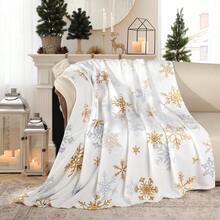 1 chiếc chăn nỉ in họa tiết bông tuyết màu vàng, mềm mại và thoải mái - phù hợp cho sofa, giường, dã ngoại, du lịch và chợp mắt tại văn phòng - Nhiều màu - Xem 1