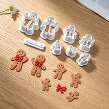 8Pcs Gingerbread Man Shape Clay Cutting Molds, Polymer Clay Tools For Handmade Earring Pendant Ornament Making, Great Gift For Craft Lovers - 8pcs - View 4