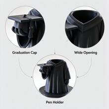 Creative Graduation Dress Doll 3D Printed Storage Tube, Niche Commemorative Pen Holder, Can Store Makeup Brushes, Student Desk Atmosphere Desktop Art Decor - Black - View 3