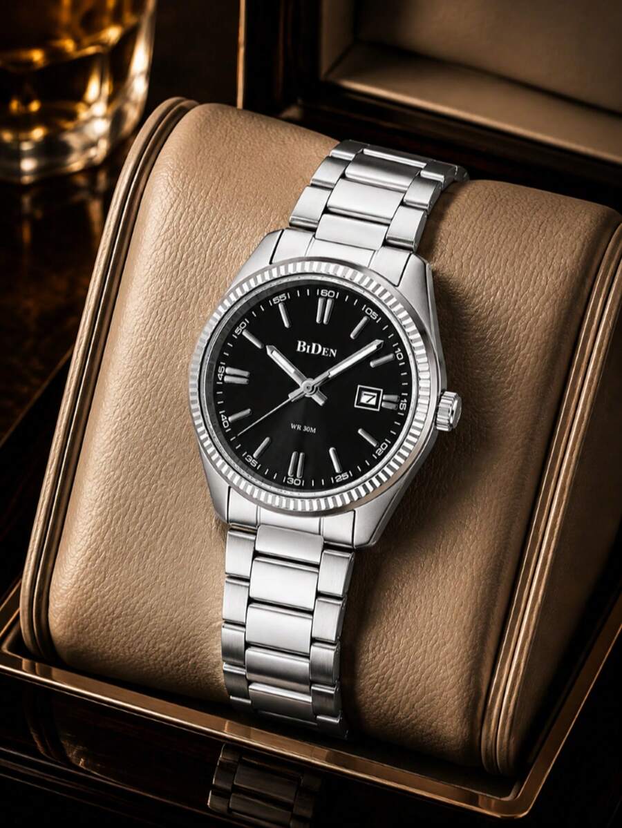 BIDEN Women's Watch Stylish Business Analog Quartz Water-Resistant Watch With Stainless Steel Strap - Black - View 1