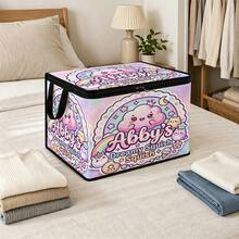 1PC Abby's Dreamy Squish Cartoon Soft Cloud Rainbow Pattern Under-Bed Storage With Zipper Flap Foldable Storage Box - Suitable For Book Organization, Under-Bed Storage, Car Trunk Storage, Cosmetics, Hair Styling Tools, Toy Storage, Student Back To School Storage, Office, Home Organization, Clothing, Blankets, Daily Items Large Capacity Storage - A - View 6
