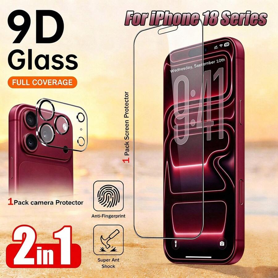 Yezodawee 1pc Full Screen Tempered Glass Screen Protector, 9H+ Hardness, Includes 1pc High Definition Transparent Camera Lens Protector, Compatible With IPhone 16 Pro Max. 9H 9D High Definition Protection Film, Full Screen Tempered Glass Protection, Anti-Shatter, Ultra Long Life Span (No Fingerprint Unlock Function), Compatible With IPhone 16, 15, 14, 13, 16, 12, 11 Pro Max, X, XR, XS Max - 1+1 - View 1