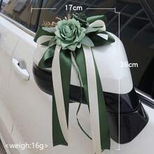 1-Piece Rose Flower Rearview Mirror Decoration, Floral Wedding Car Suction Cup Flowers, Wedding Scene Decoration, Stair Railing, Corridor Door Handle Bow Rose Decoration - Car Mirror Flower - View 13