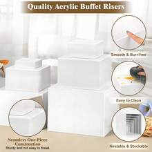 1/6 Pcs Acrylic Buffet Display Stand, Food Display Riser, For Buffet Table, Hollow Bottom Dessert Cube Box, White Cube Tabletop Storage Rack Organizer, For Party, Wedding And Other Holiday Dessert And Cake Display - Multicolor - View 5