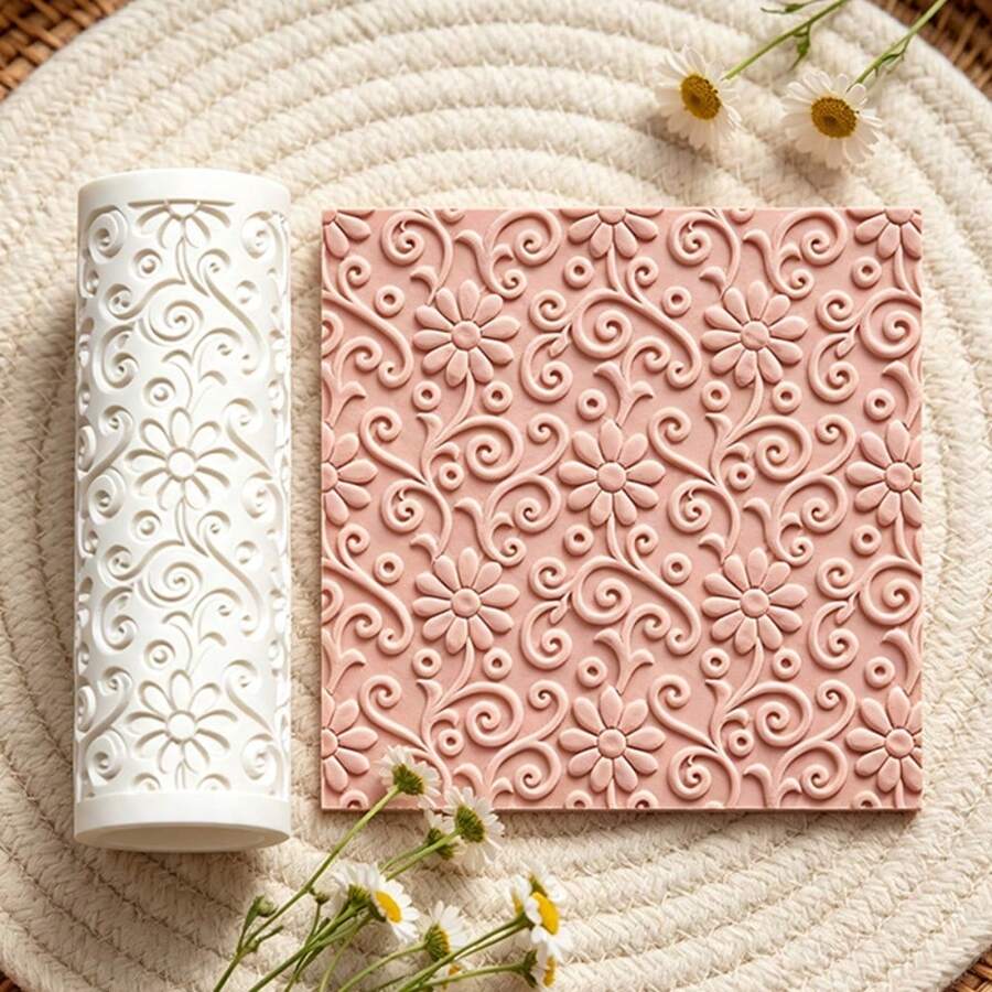 1 con lăn tạo vân hoa dây xoắn họa tiết đất sét, dụng cụ làm đất sét polymer cho làm khuyên tai, mặt dây chuyền và đồ trang trí thủ công, quà tặng tuyệt vời cho người yêu thủ công