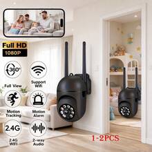 1pc 2pcs Smart HD Camera, Smart Home Security Camera, AI Detection Tracking, Night Vision, 1080P Wireless WiFi Connection, Phone Remote Control, Indoor/Outdoor Camera, 360° Full View Home Guard, HD Home Care Monitor, Two-Way Audio - USB Powered Monitor - Black - View 4