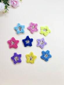 5pcs Candy Color Plush Star Hair Clips, Cute Five-Point Star BB Clips, Women's Bangs & Side Hair Accessories - Multicolor - View 6