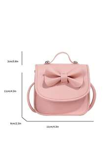 Girls Sweet Bow Mini Crossbody Bag, Princess Style Handheld Small Square Purse, Children's Coin Pouch - A - View 2