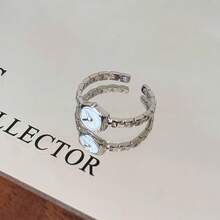 Reverse Clock~Niche Personalized Design Watch Chain Ring, Women's Adjustable Opening, Fine Glazed Ring Ring - Multicolor - View 6