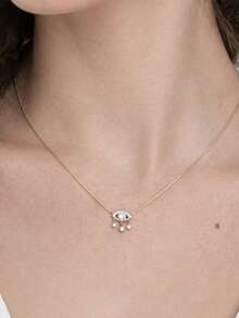 Kalung Liontin Zirkonia Berbentuk Mata Jahat dari Perak Sterling 925 yang Unik dan Mewah untuk Wanita, Cocok untuk Pemakaian Sehari-hari - Kalung Mata Jahat - View 1