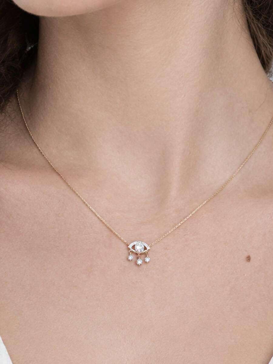 Kalung Liontin Zirkonia Berbentuk Mata Jahat dari Perak Sterling 925 yang Unik dan Mewah untuk Wanita, Cocok untuk Pemakaian Sehari-hari - Kalung Mata Jahat - View 1