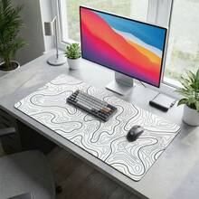 Black & White Extended Terrain Mouse Pad, Cool Desktop Mat/Notebook Writing Pad, Suitable For Work, Gaming, Office And Home Use, With Contour Design - View 3