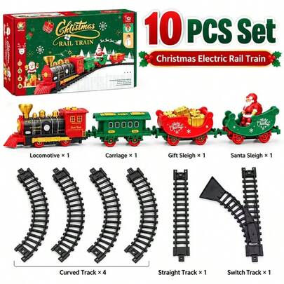 Vintage Electric Christmas Mini Train, Battery Powered Railway Track Toy With Santa Claus, Mini Christmas Tree Desktop Decoration Ornament, Suitable For Holiday Parties, Vintage Christmas Train Model, Battery Operated, Christmas Gift