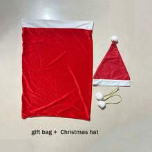 Santa Claus Large Backpack Large Christmas Gift Bag Candy Gift Bag Christmas Eve Drawstring Bag With Santa Hat Suitable For Christmas Decoration Christmas Storage Bag Santa Claus Supplies - Red - View 7