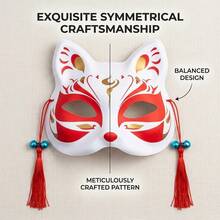 1PC Vintage Japanese Style Half Face Painted Fox Mask, Suitable For Ball Party, Stage Performance, COS Costume, Halloween Christmas Dress Up - Multicolor - View 5