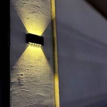 Outdoor Solar Wall Washer Light, 10 LED Beads, Cold White And Warm Light Versions Available, Up-Down Dual-Directional Lighting Design, Dual-Directional Diffuse Light On Wall, Creating Exquisite Soft Wall Washing Effect. Solar Integrated Design, Absorbs Sunlight And Stores Energy During The Day, Intelligent Light Control Sensor, Automatically Lights Up At Night, No Wiring Required, Installation Position Unrestricted. Sturdy Lamp Body Suitable For Outdoor Use, Can Be Fixed On Fences, Yard Gates, Terraces, Garden Walls. - Up-and-down Wall Sconce - View 9