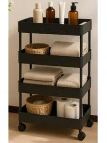 Storage Island & Carts - Black and White - View 6