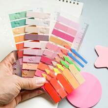 8 Sets/1 Pack Ultra-Thin Index Label Stickers, PET Material, Long Strip Semi-Transparent Plastic Waterproof Fluorescent Color Series Marker Tabs, Student Textbook Record Stickers With Ruler, Reading Book Note Tabs, School Back-To-School Supplies, Office Document Labels - Multicolor - View 4