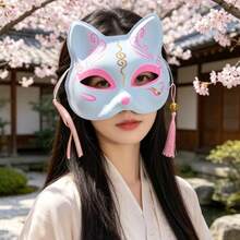 1PC Vintage Japanese Style Half Face Painted Fox Mask, Suitable For Ball Party, Stage Performance, COS Costume, Halloween Christmas Dress Up - Multicolor - View 2