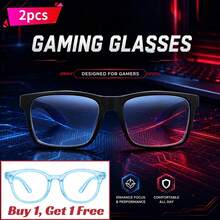 2PCS Unisex Computer Glasses Set, Buy 1 Get 1 Free: Black Frame Skin-Friendly Material Glasses And Blue Frame Glasses, Gaming Glasses, Blue Coated Lenses, Lightweight Square Frame, Comfortable To Wear - Multicolor - View 1