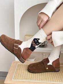 1/4/8 Pairs Autumn Winter New Easy Sweet Cartoon Cat Follow Heel Versatile High Aesthetic Mid-Calf Socks - Multicolor - View 3