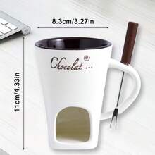Ceramic Household Kitchen Dining Chocolate Melting Pot Cheese Heating Cup Chocolate Melting Pot With Fork Industrial Mug Suitable For Outdoor, Wedding, Party, Gift, Birthday - Multicolor - View 11