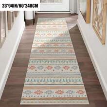 1pc Minimalist Bohemian Moroccan Long Runner Rug, Home Decor Carpet, Ins Style Rug, Hallway Rug, Long Carpet, Suitable For Living Room, Hallway, Bedroom, Kitchen, Entrance, Indoor, Walk-In Closet, Backyard, Soft And Comfortable Rug, Artistic Bedside Rug, Living Room Welcome Mat, Actual Size Smaller Than Image Due To Photo Effect. - Multicolor - View 6