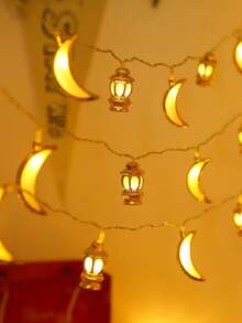 1pc Indoor Decoration Kerosene Bottle Moon Light String, Home Decoration Battery Powered LED Moon Light, Room Wall Decoration Light String, Wedding, Holiday, Birthday Party Dining Table Decoration Light String - Lantern+Moon - View 4