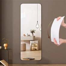 Miếng dán tường gương mềm tự dính toàn thân, gương soi trang điểm gắn tường phòng tắm, gương soi trang điểm gia đình, bề mặt gương độ nét cao - Gương hình chữ nhật tự dính - Xem 3