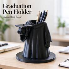 Creative Graduation Dress Doll 3D Printed Storage Tube, Niche Commemorative Pen Holder, Can Store Makeup Brushes, Student Desk Atmosphere Desktop Art Decor - Black - View 4