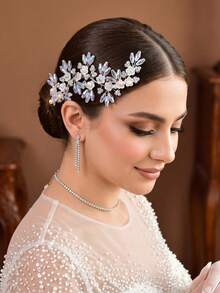 1pc Silver Rhinestone Headpiece Minimalist Branch Decor Hair Accessory Women's Fashion Versatile Jewelry Holiday Gift Suitable For Banquet Party Ball Halloween - Silver - View 7