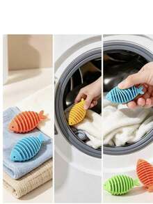 Bộ 10 cái / 5 cái / 1 cái bóng giặt tái sử dụng màu ngẫu nhiên, hình cá tròn rỗng chống rối, bóng giặt tẩy vết bẩn và chà rửa cho máy giặt - Nhiều kiểu dáng - Xem 10