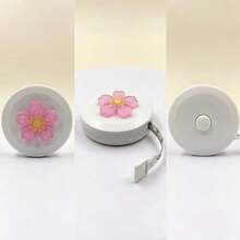 DHboying 1pc Portable, Single-Button, Peach-Pink Floral Sewing Tape Measure Is Suitable For Sewing, Cutting, Knitting, And Measuring The Human Body. It's An Essential Tool For DIY Sewing Tape Measure Design. - Tape Measure - View 5