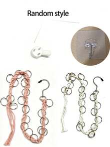 Hanging Hair Clip Storage Chain With 20 Metal Rings And Hooks, Hair Accessory Organizer, Space-Saving Hair Clip Storage, Suitable For Bedroom, Bathroom, Dorm, For Women And Teenagers, Christmas Gift, Gift For Her, Random Hook Style - Multicolor - View 5